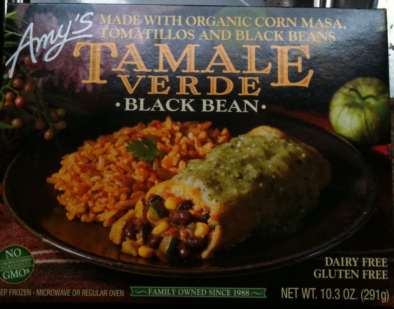 Review Amys Kitchen Frozen Black Bean Tamale Verde With Rice